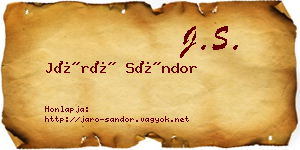 Járó Sándor névjegykártya